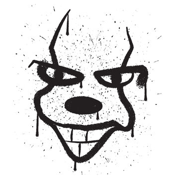 Vector graffiti spray paint joker face isolated vector illustration