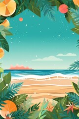 Fototapeta na wymiar Abstract colorful Summer banner background with beach vibes decorate generative ai