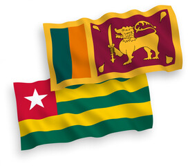 Flags of Togolese Republic and Democratic Socialist Republic of Sri Lanka on a white background