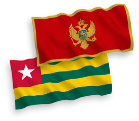 Flags of Togolese Republic and Montenegro on a white background