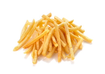 pile of french fries on a white background