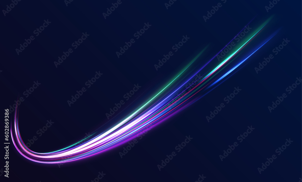 Fototapete particle motion effect vectorred blue special effect, speed police line. magic of moving fast lines.