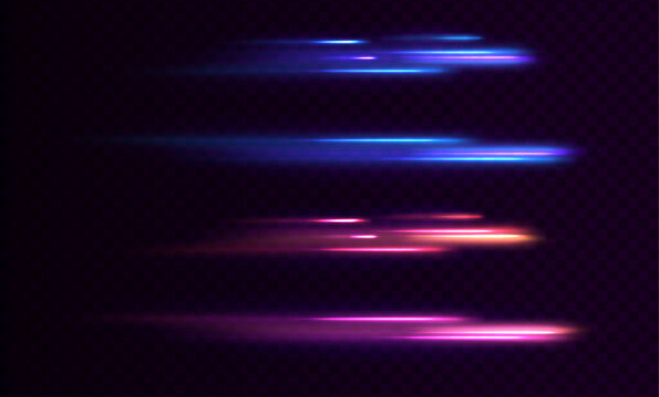 Light Trails On Road At Night. 3d render, abstract futuristic neon background with glowing ascending lines. Fantastic wallpaper	