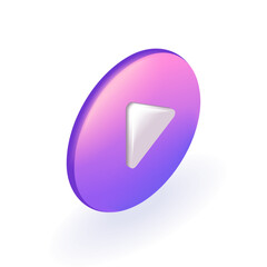 Isometric 3D icon Video player, web page, play button. Video, streaming, multimedia concept. Cartoon minimal style. Vector for website