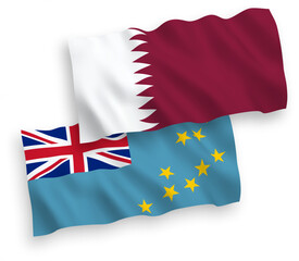Flags of Tuvalu and Qatar on a white background