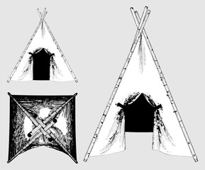 Wigwam Tent For Children Vector. A Vector Illustration Of Wigwam Tent.