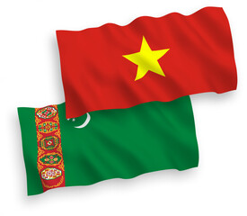 Flags of Turkmenistan and Vietnam on a white background