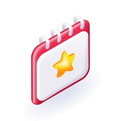 Isometric 3D icon calendar marked important. The concept of case planning. Vector for website