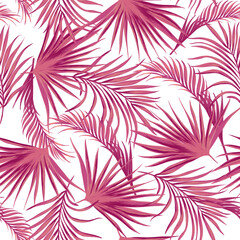 Fototapeta na wymiar Tropical leaves vector pattern. summer botanical illustration for clothes, cover, print, illustration design. 