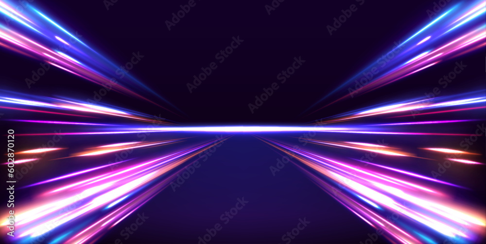 Aufkleber Particle motion effect vectorRed blue special effect, speed police line. Magic of moving fast lines. Laser beams, horizontal light rays. Particle motion effect. Vector