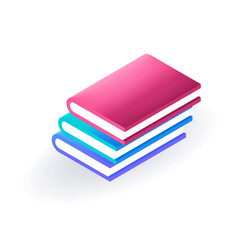Isometric 3D icon Books, Textbooks, Diaries, Dictionaries. Cartoon minimal style. Vector for website