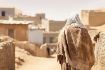 Old arab village old woman. Generate Ai