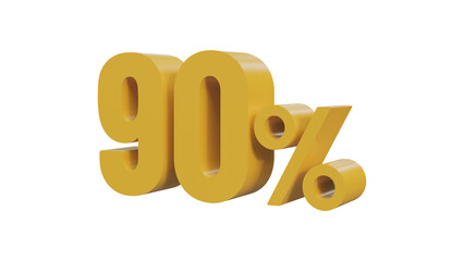  Yellow ninety percent isolated 3d render