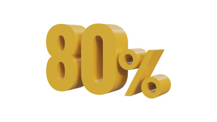  Yellow eighty percent isolated 3d render