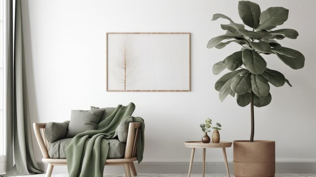 Contemporary Living Room. Modern Interior Design Background. Generative AI.