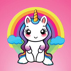 Naklejka premium Cute Magical Unicorn