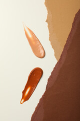 Concept of cosmetic and make up - foundation, top view