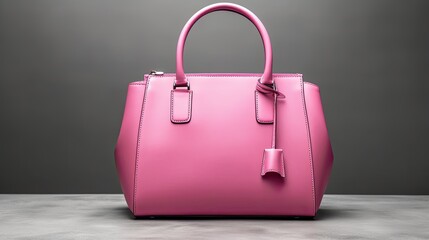 Elegant woman pink bag isolated on grey background,AI generated.