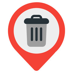 Trash location icon in flat style, use for website mobile app presentation