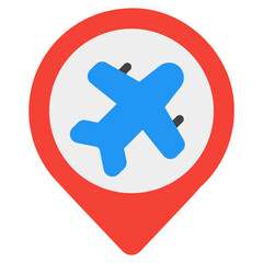 Airport location icon in flat style, use for website mobile app presentation