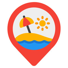 Beach location icon in flat style, use for website mobile app presentation