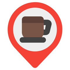 Coffee shop location icon in flat style, use for website mobile app presentation