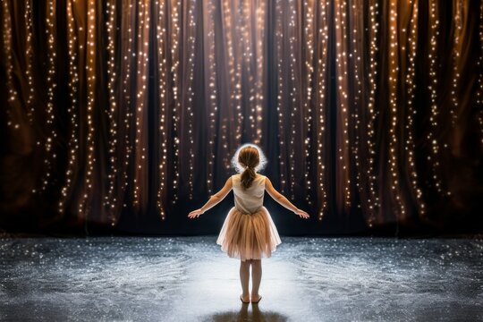 Ballerina child girl theater stage. Generate Ai