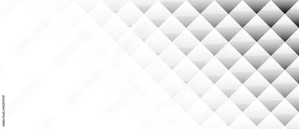 Poster Abstract background with halftone dotted rhombuses like mosaic. Landing page template.