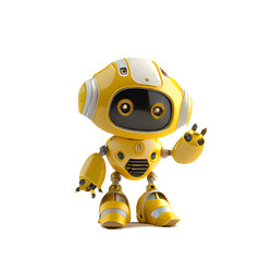 Cute robot in bright colors on a white background.