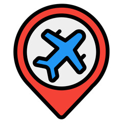 Obraz premium Airport location icon in filled line style, use for website mobile app presentation