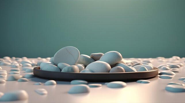 Abstract, Elegant Background with Stylish Pebbles. Modern, Contemporary Design. Showcase or minimalist Pedestal.