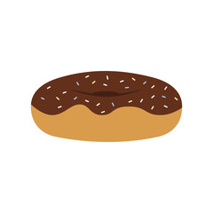 Illustration of vector chocolate donut with sprinkles. Suitable for food content and infographic.