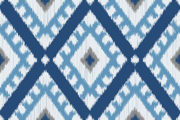 Ikat geometric tribal ethnic seamless pattern. Native American, Indian, African, Egyptian, Mexican, Peruvian. Design for clothing, fabric, textile, wallpaper, home decor, textile, tile, texture.