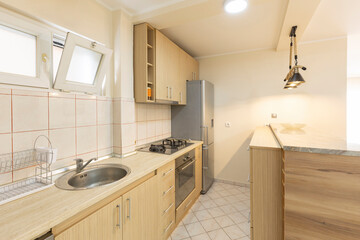 Interior of modern wooden kitchen