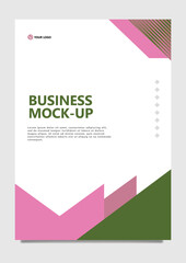 Vector annual report cover template decorated by cool and futuristic pink and green gradient colored stripes. Suitable for company, business, government, and organization.