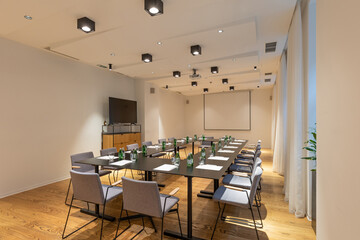 Interior of conference room in modern hotel