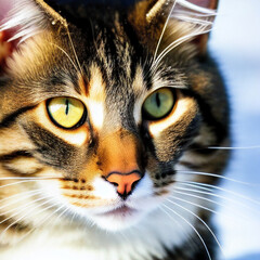 A portrait photo of a cat in winter. Generative AI