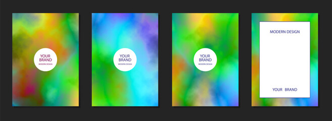 Set of luxurious colorful watercolor backgrounds, unique grunge marble texture with stains. Collection of gradient vertical templates for cover template, brochure, poster, booklet, presentation.