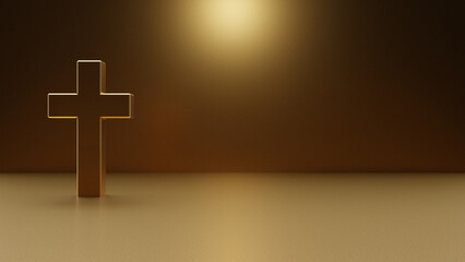 Obraz premium 3d gold Christian cross backgound