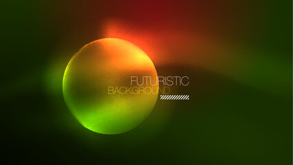 Neon glowing circles, magic energy space light concept, abstract background wallpaper design