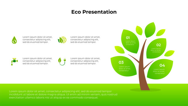 Abstract tree infographic element with leaves. Ecology design template. Vector illustration