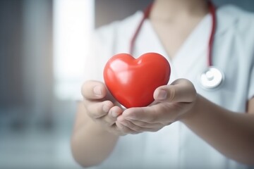 health cardiology concept doctor person heart hospital care medicine hand. Generative AI.