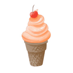 watercolor summer icecream cone