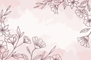 Floral background with beautiful hand drawn leaves and flowers for wedding or engagement or greeting cards