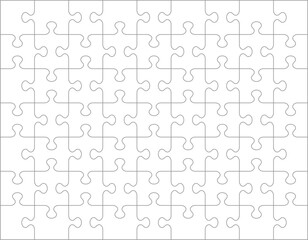 Jigsaw puzzle blank template or cutting guidelines of 63 pieces.

