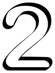 Number 2 - two isolated on transparent background