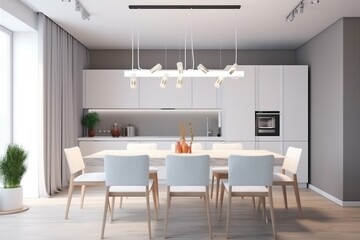 home dining table design house furniture chair kitchen interior modern comfortable. Generative AI.