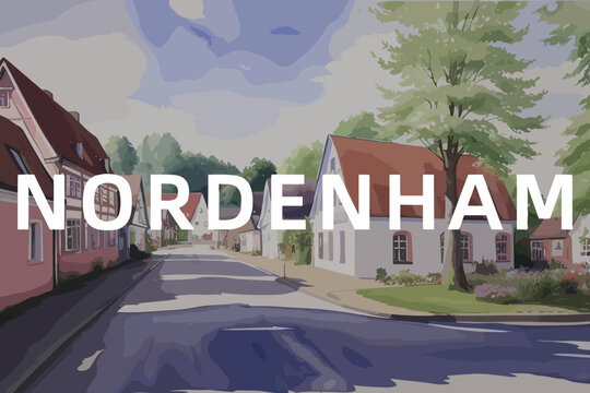 Nordenham: Beautiful painting of an German town with the name Nordenham in Niedersachsen