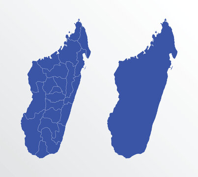 Madagascar map vector illustration. blue color on white background