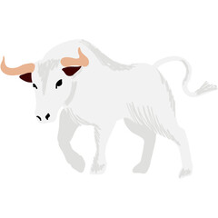 White ox vector chinese bull icon buffalo cartoon